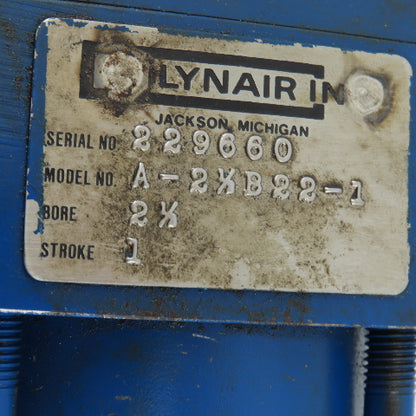 Lynair A-2-1/2B22-1 2-1/2" Bore 1" Stroke Clevis Mount Hydraulic Cylinder