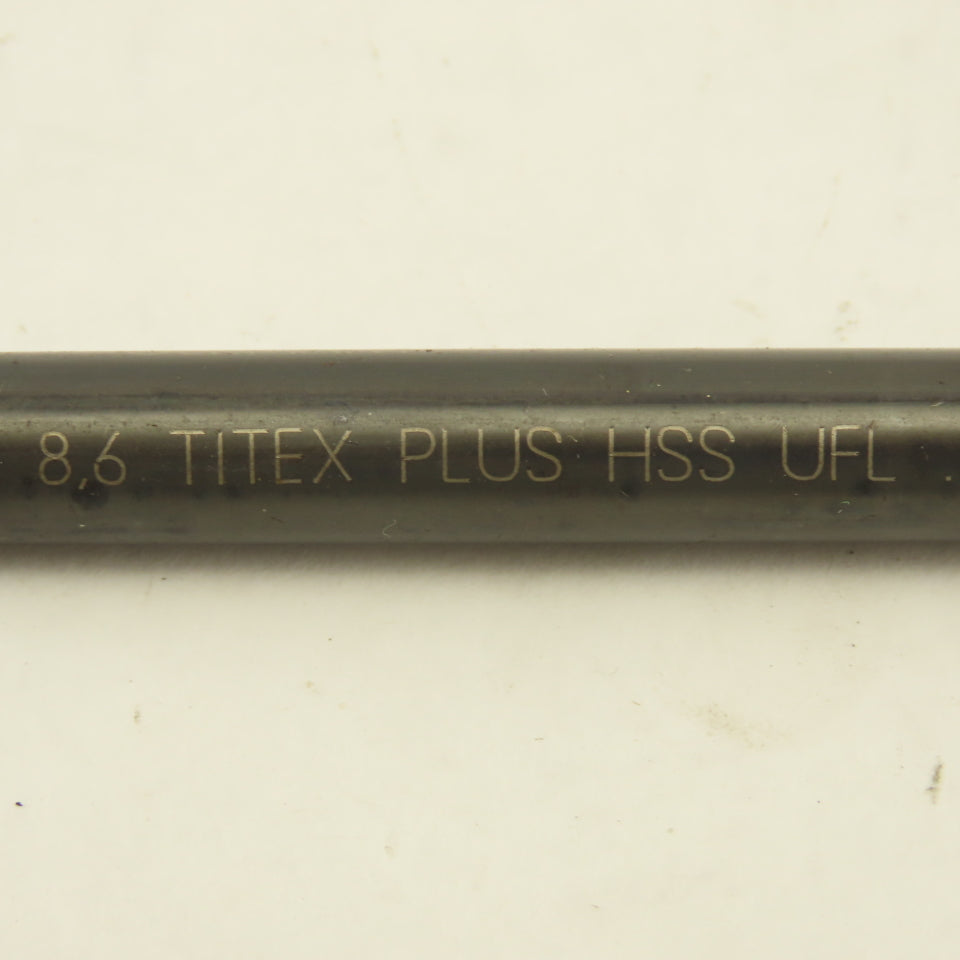 Titex 8.6mm Dia. 2 Flute Parabolic Spiral 118° Drill Bit 9-78" OAL