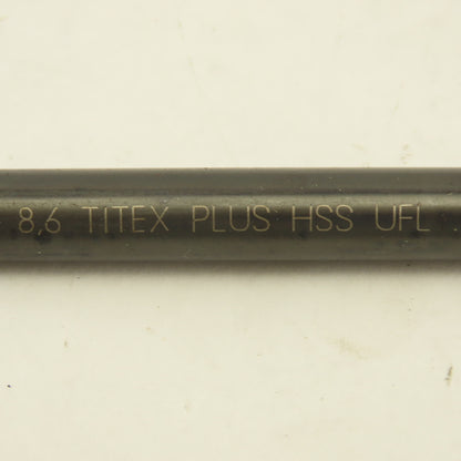 Titex 8.6mm Dia. 2 Flute Parabolic Spiral 118° Drill Bit 9-78" OAL