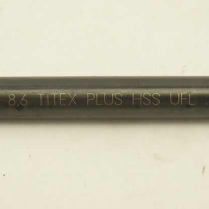 Titex 8.6mm Dia. 2 Flute Parabolic Spiral 118° Drill Bit 9-78" OAL