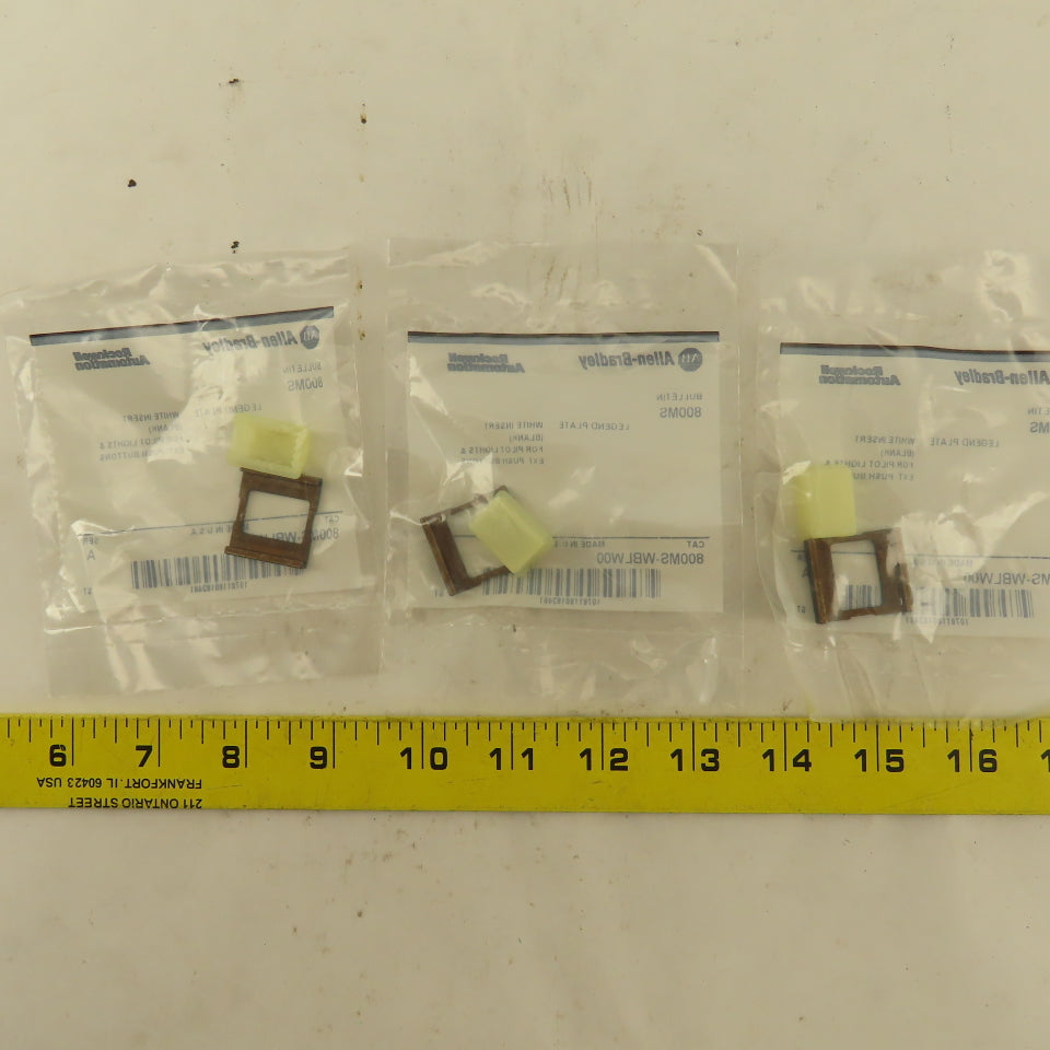 Allen Bradley 800MS-WBLW00 White Insert Legend Plate Pilot Button Lot Of 3