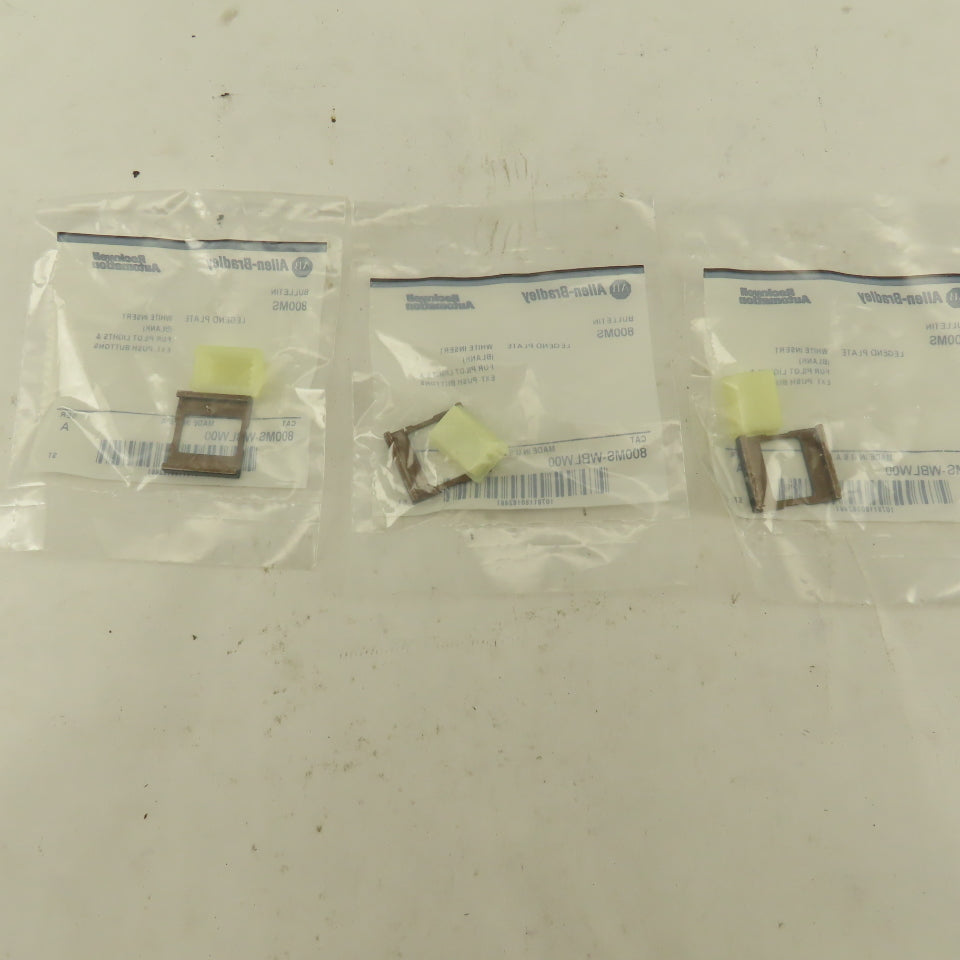 Allen Bradley 800MS-WBLW00 White Insert Legend Plate Pilot Button Lot Of 3