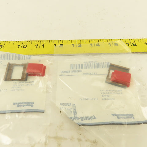 Allen Bradley 800MS-WB600 Red Insert Legend Plate Pilot Button Lot Of 2