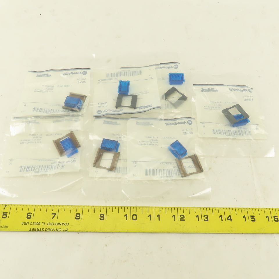 Allen Bradley 800MS-WBLB00 Blue Insert Legend Plate Pilot Light Lens Lot Of 7