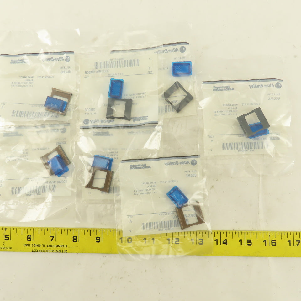 Allen Bradley 800MS-WBLB00 Blue Insert Legend Plate Pilot Light Lens Lot Of 7