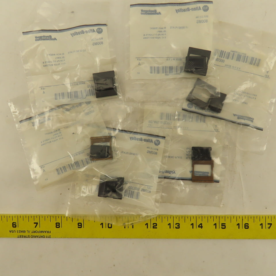 Allen Bradley 800MS-WB200 Black Insert Legend Plate Pilot Light Lens Lot Of 6