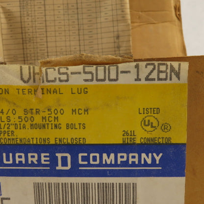 Square D VHCS-500-12BN 4/0 STR-500 MCM Compression Lugs Lot Of 10