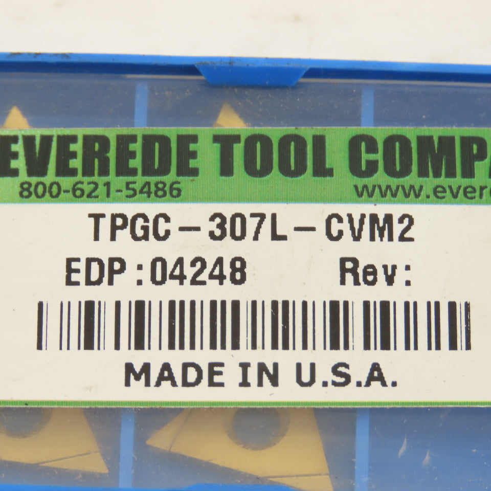 Everede Tool TPGC-307L-CVM2 Carbide Indexing Insert Lot Of 6