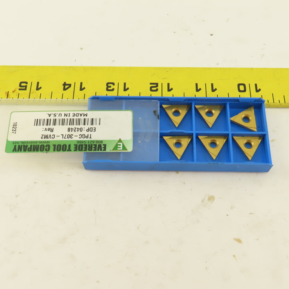 Everede Tool TPGC-307L-CVM2 Carbide Indexing Insert Lot Of 6