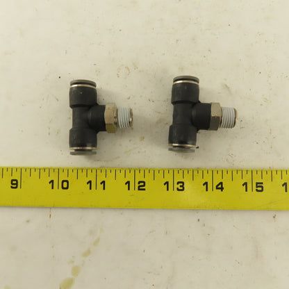 3/8" Push To Connect Tube X 1/4" NPT Branch Tee Fitting Stainless Steel Lot Of 2