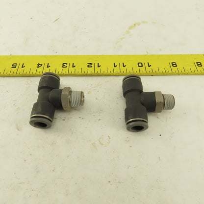 3/8" Push To Connect Tube X 1/4" NPT Branch Tee Fitting Stainless Steel Lot Of 2