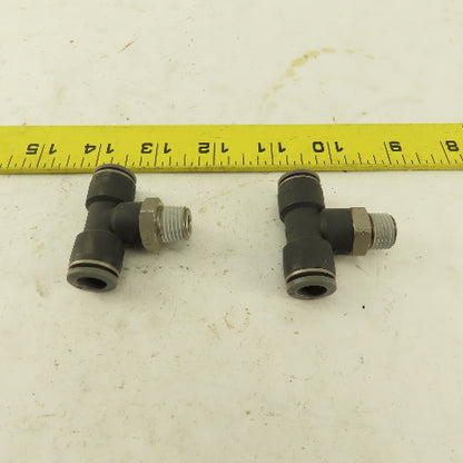 3/8" Push To Connect Tube X 1/4" NPT Branch Tee Fitting Stainless Steel Lot Of 2