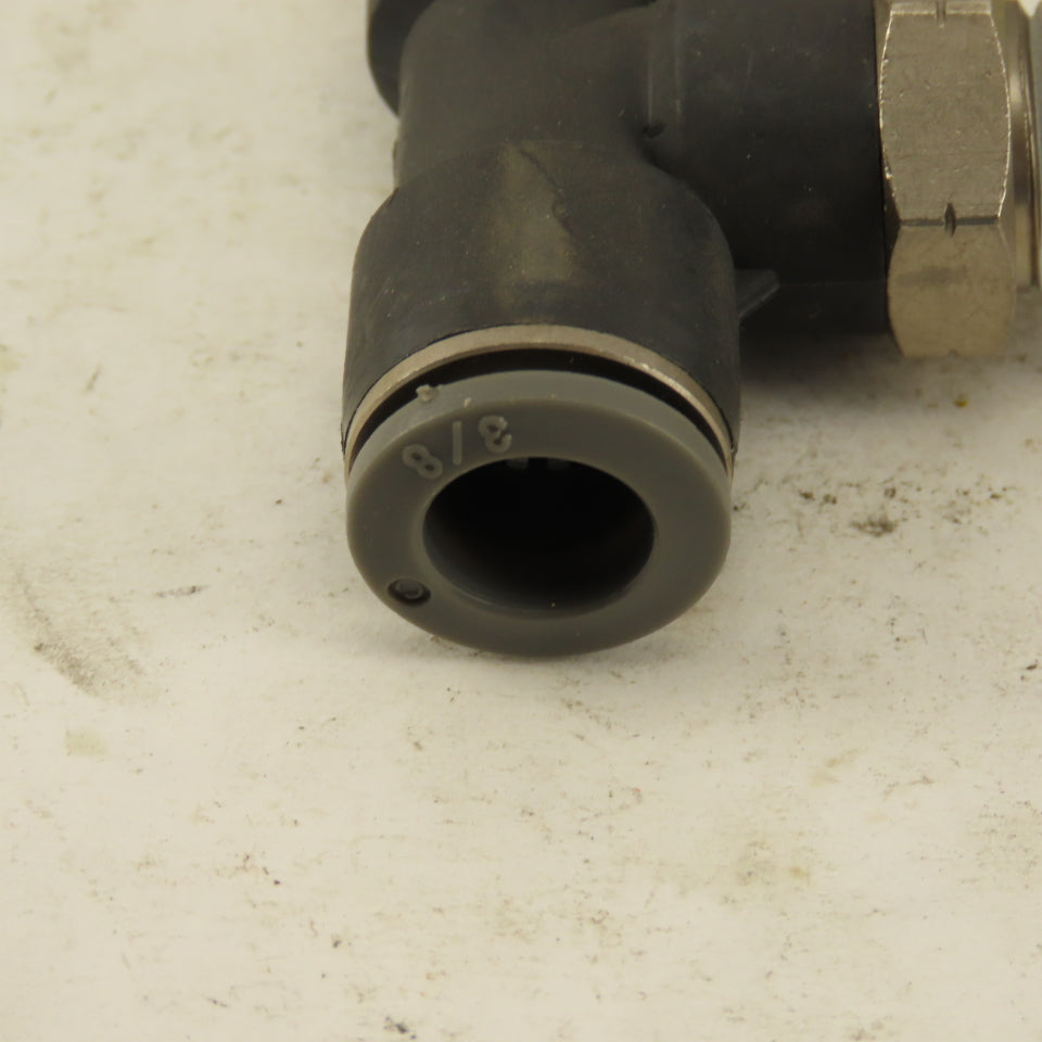 3/8" Push To Connect Tube X 1/4" NPT Branch Tee Fitting Stainless Steel Lot Of 2