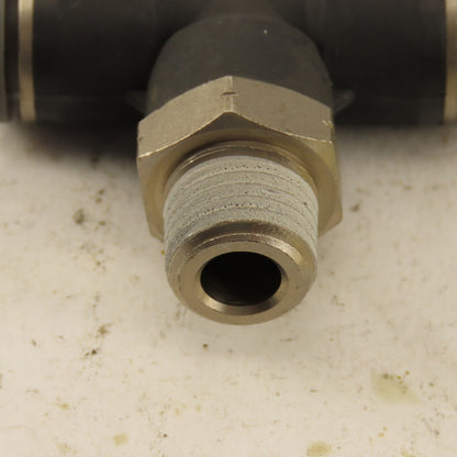 3/8" Push To Connect Tube X 1/4" NPT Branch Tee Fitting Stainless Steel Lot Of 2