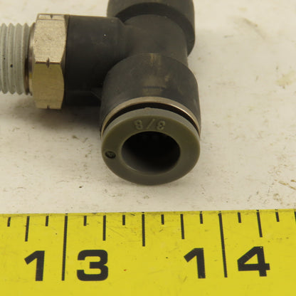 3/8" Push To Connect Tube X 1/4" NPT Branch Tee Fitting Stainless Steel Lot Of 2