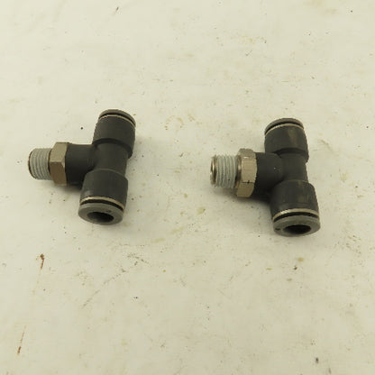3/8" Push To Connect Tube X 1/4" NPT Branch Tee Fitting Stainless Steel Lot Of 2