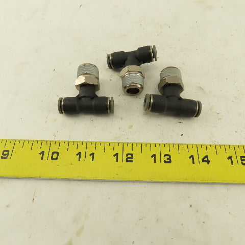 1/4" Push To Connect Tube X 3/8" NPT Branch Tee Fitting Stainless Steel Lot Of 3