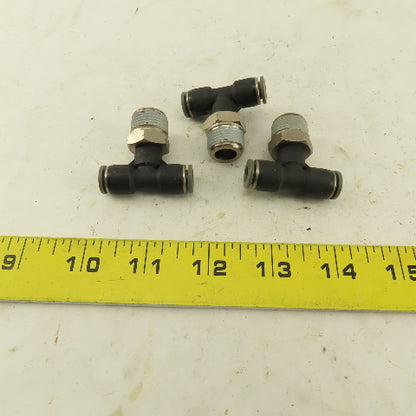 1/4" Push To Connect Tube X 3/8" NPT Branch Tee Fitting Stainless Steel Lot Of 3