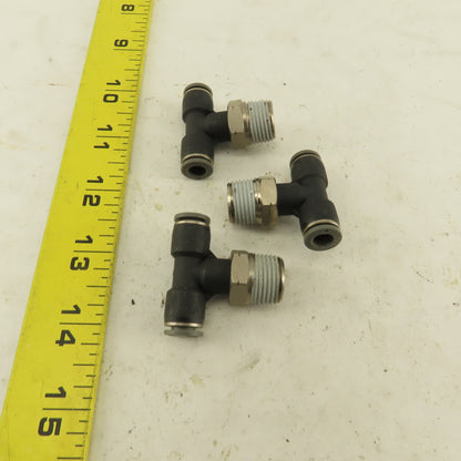 1/4" Push To Connect Tube X 3/8" NPT Branch Tee Fitting Stainless Steel Lot Of 3