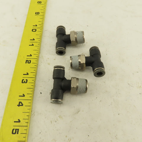 1/4" Push To Connect Tube X 3/8" NPT Branch Tee Fitting Stainless Steel Lot Of 3
