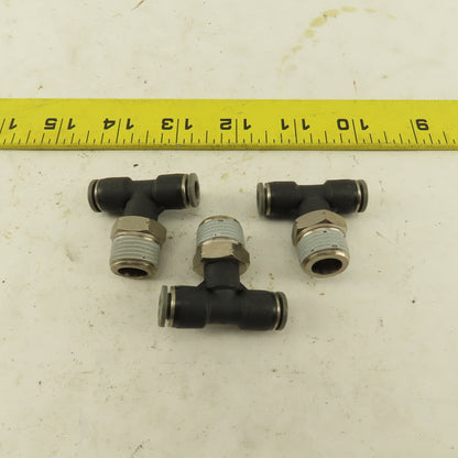 1/4" Push To Connect Tube X 3/8" NPT Branch Tee Fitting Stainless Steel Lot Of 3