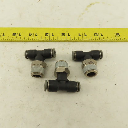 1/4" Push To Connect Tube X 3/8" NPT Branch Tee Fitting Stainless Steel Lot Of 3