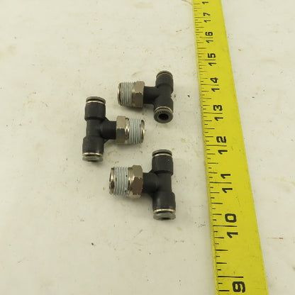 1/4" Push To Connect Tube X 3/8" NPT Branch Tee Fitting Stainless Steel Lot Of 3