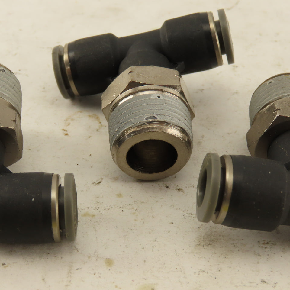 1/4" Push To Connect Tube X 3/8" NPT Branch Tee Fitting Stainless Steel Lot Of 3
