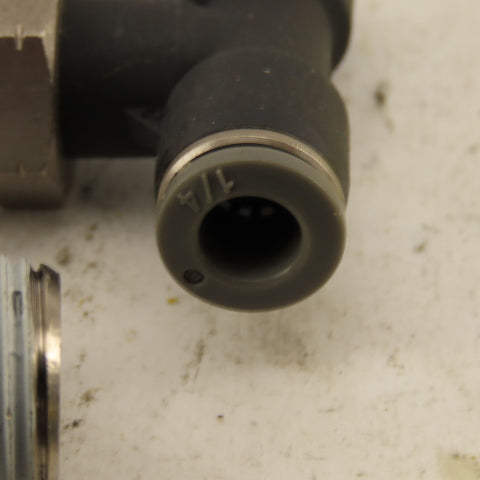 1/4" Push To Connect Tube X 3/8" NPT Branch Tee Fitting Stainless Steel Lot Of 3
