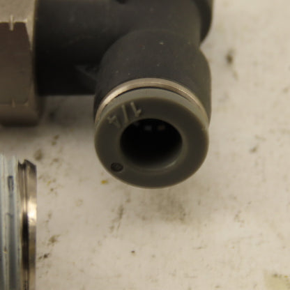 1/4" Push To Connect Tube X 3/8" NPT Branch Tee Fitting Stainless Steel Lot Of 3
