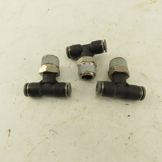 1/4" Push To Connect Tube X 3/8" NPT Branch Tee Fitting Stainless Steel Lot Of 3