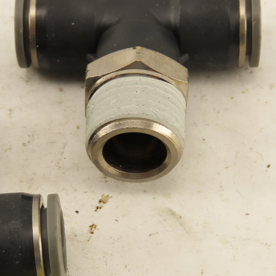 1/2" Push To Connect Tube X 3/4" NPT Branch Tee Fitting Stainless Steel Lot Of 3