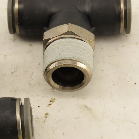 1/2" Push To Connect Tube X 3/4" NPT Branch Tee Fitting Stainless Steel Lot Of 3