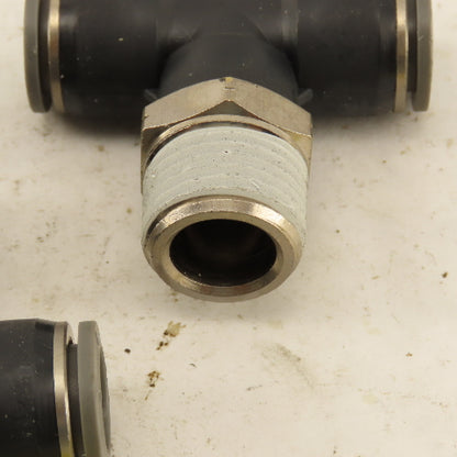 1/2" Push To Connect Tube X 3/4" NPT Branch Tee Fitting Stainless Steel Lot Of 3