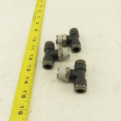 1/2" Push To Connect Tube X 3/4" NPT Branch Tee Fitting Stainless Steel Lot Of 3