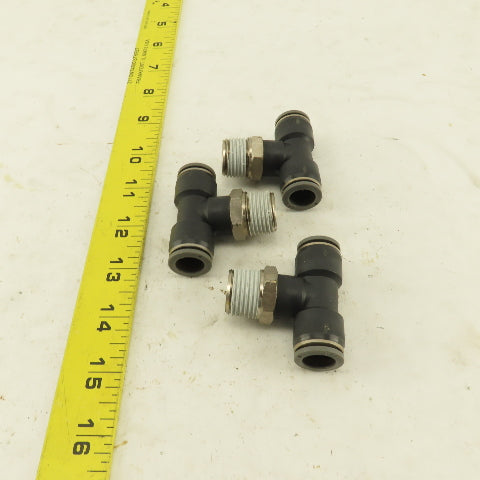 1/2" Push To Connect Tube X 3/4" NPT Branch Tee Fitting Stainless Steel Lot Of 3
