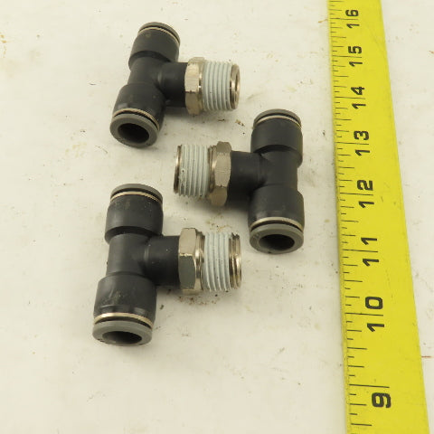 1/2" Push To Connect Tube X 3/4" NPT Branch Tee Fitting Stainless Steel Lot Of 3