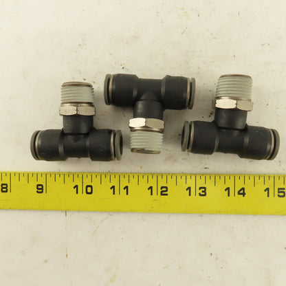 1/2" Push To Connect Tube X 3/4" NPT Branch Tee Fitting Stainless Steel Lot Of 3