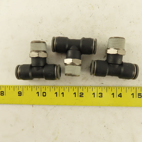 1/2" Push To Connect Tube X 3/4" NPT Branch Tee Fitting Stainless Steel Lot Of 3