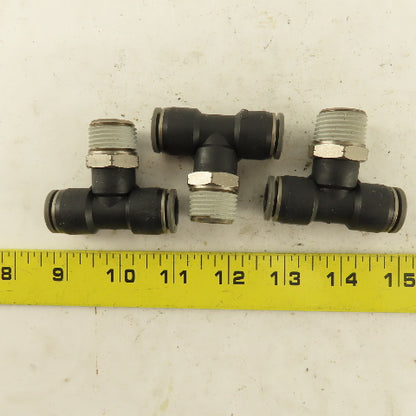 1/2" Push To Connect Tube X 3/4" NPT Branch Tee Fitting Stainless Steel Lot Of 3