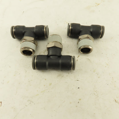 1/2" Push To Connect Tube X 3/4" NPT Branch Tee Fitting Stainless Steel Lot Of 3