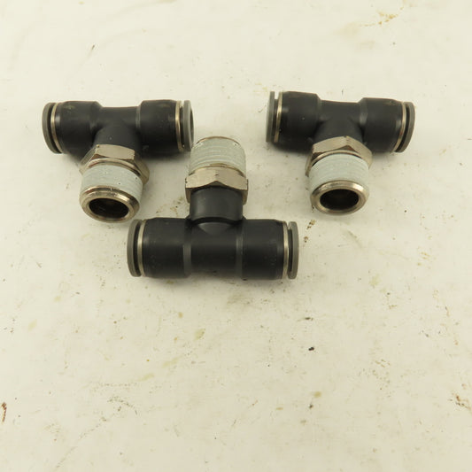 1/2" Push To Connect Tube X 3/4" NPT Branch Tee Fitting Stainless Steel Lot Of 3
