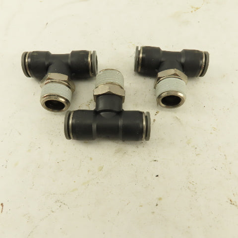 1/2" Push To Connect Tube X 3/4" NPT Branch Tee Fitting Stainless Steel Lot Of 3