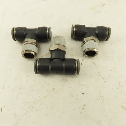 1/2" Push To Connect Tube X 3/4" NPT Branch Tee Fitting Stainless Steel Lot Of 3