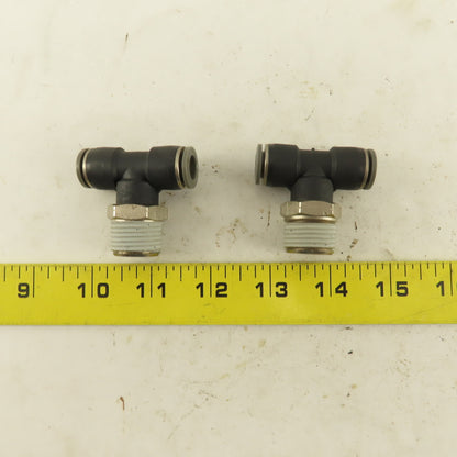 3/8" Push To Connect X 1/2" NPT Branch Tee Fitting Stainless Steel Lot Of 2