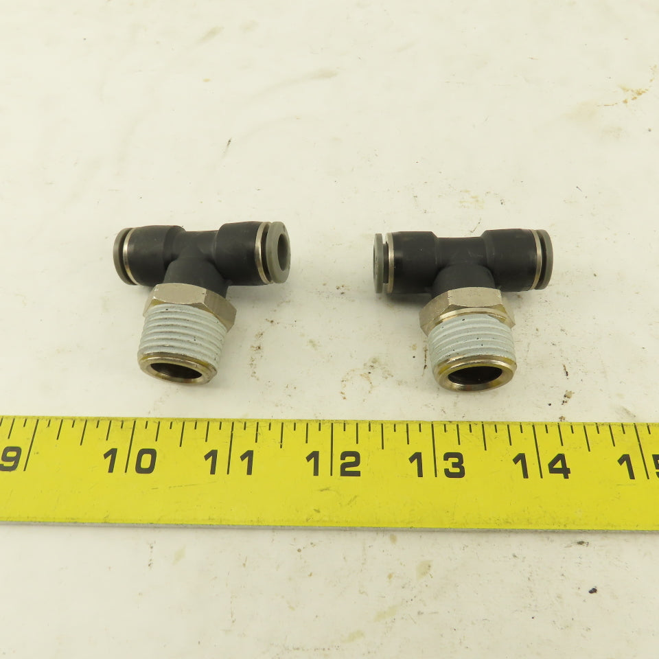 3/8" Push To Connect X 1/2" NPT Branch Tee Fitting Stainless Steel Lot Of 2