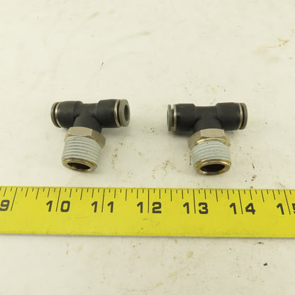 3/8" Push To Connect X 1/2" NPT Branch Tee Fitting Stainless Steel Lot Of 2