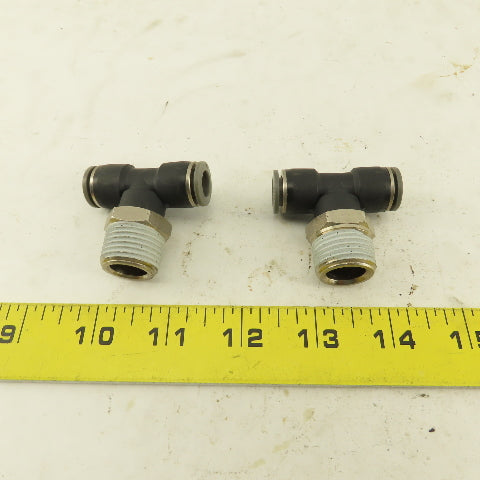3/8" Push To Connect X 1/2" NPT Branch Tee Fitting Stainless Steel Lot Of 2