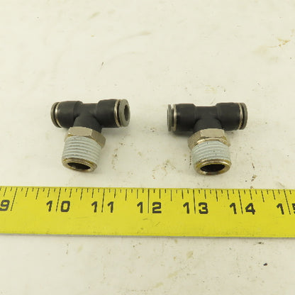 3/8" Push To Connect X 1/2" NPT Branch Tee Fitting Stainless Steel Lot Of 2