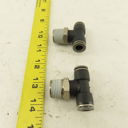 3/8" Push To Connect X 1/2" NPT Branch Tee Fitting Stainless Steel Lot Of 2
